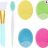 OBSCYON 6PCS Silicone Face Scrubber Kit, Manual Facial Cleansing Brush,Face Mask Brush, Exfoliating Lip Brush for Skin Care