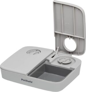 PetSafe 2 Meal Automatic Feeder, Built-in Timers, BPA Free Food Bowl, Suitable for Dry Food, Grey