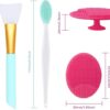 OBSCYON 6PCS Silicone Face Scrubber Kit, Manual Facial Cleansing Brush,Face Mask Brush, Exfoliating Lip Brush for Skin Care