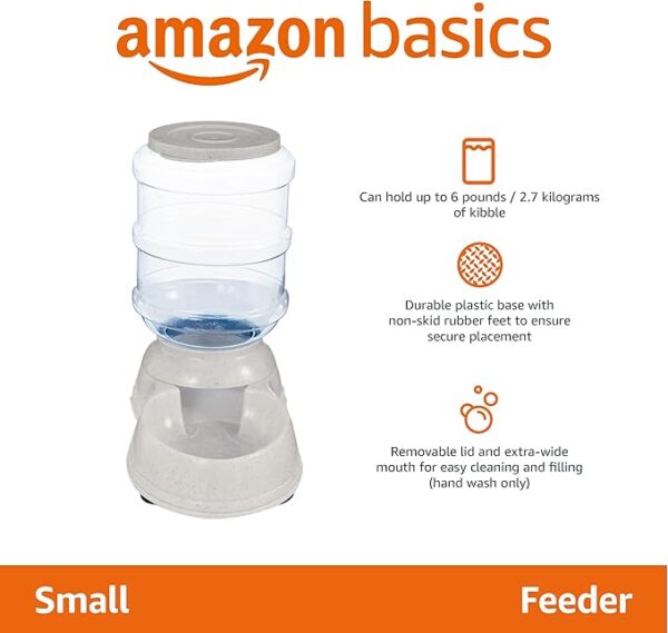 Amazon Basics Dog and Cat Food Feeder, Small, Grey