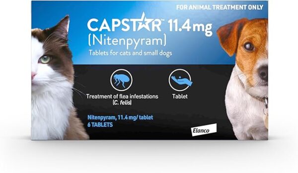 Capstar Flea Tablets for Dogs and Cats from 1kg to 11kg, Oral Medication for Flea Treatment in Small Dogs and Cats, Contains 6x 11.4mg Nitenpyram Flea Tablet