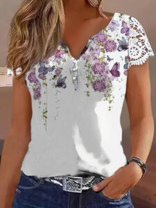 T&C
Women'S Floral Print V-Neck T-Shirt