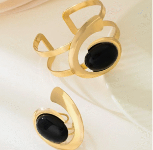 2-Piece Women’s Bohemian Bracelet & Ring Set – Punk Style Jewelry