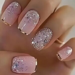 24pcs Short Square French False Nails
