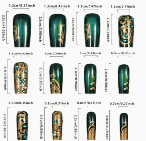 24pcs Green Glitter French False Nails