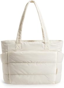 BAGSMART Tote Bag for Women, Lightweight Puffy Tote Bag with Compartments Shoulder Bag Handbag for Travel, Work