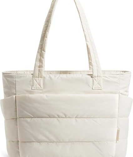 BAGSMART Tote Bag for Women, Lightweight Puffy Tote Bag with Compartments Shoulder Bag Handbag for Travel, Work
