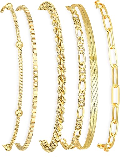 Womens Stackable Floral Gold Bracelets - 3Pcs 18K Gold Plated Bracelet,Stainless Steel Bangle Bracelets Non Tarnish, Gold Bracelet Set Trendy Jewelry,Christmas Valentines Birthday Gifts for Girlfriend